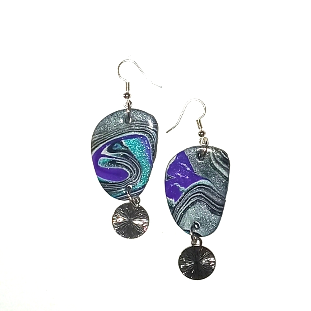 Clay earrings-Purple Galaxy